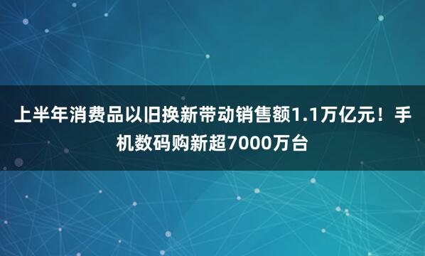 上半年消费品以旧换新带动销售额1.1万亿元!手机数码购新超7000万台