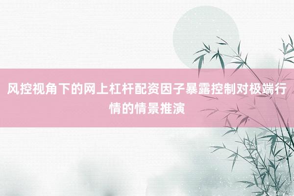 风控视角下的网上杠杆配资因子暴露控制对极端行情的情景推演
