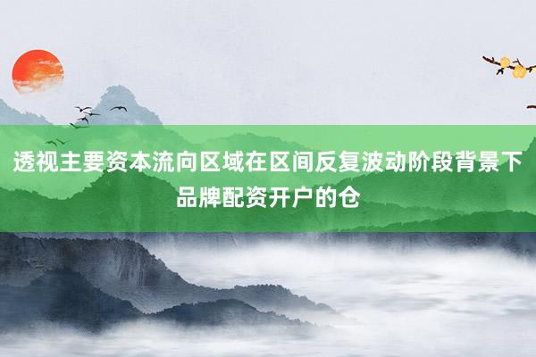 透视主要资本流向区域在区间反复波动阶段背景下品牌配资开户的仓