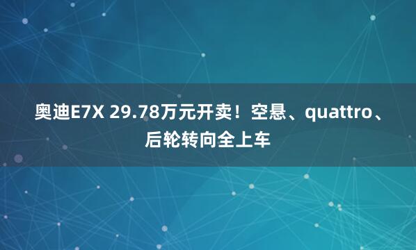 奥迪E7X 29.78万元开卖！空悬、quattro、后轮转向全上车