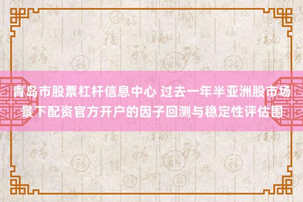 青岛市股票杠杆信息中心 过去一年半亚洲股市场景下配资官方开户的因子回测与稳定性评估围